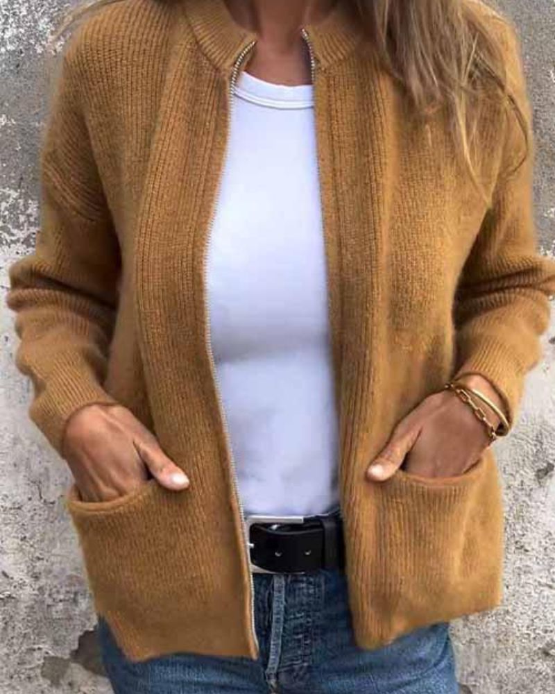 Cardigan Feminino de Tricô com Bolsos Quélia
