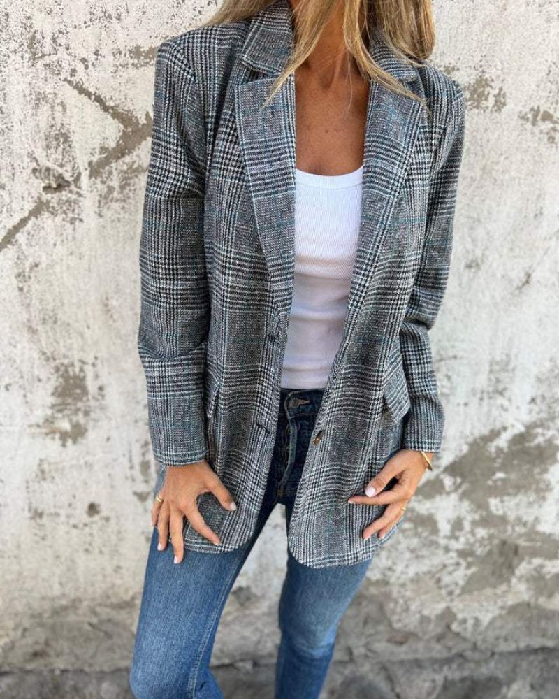 Blazer Feminino Xadrez Corte Reto Era