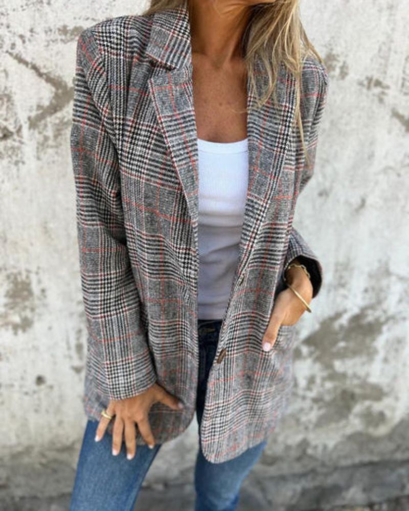 Blazer Feminino Xadrez Corte Reto Era
