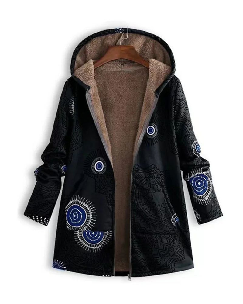 Parka Feminina Estampada com Forro de Pelúcia e Capuz Zoe