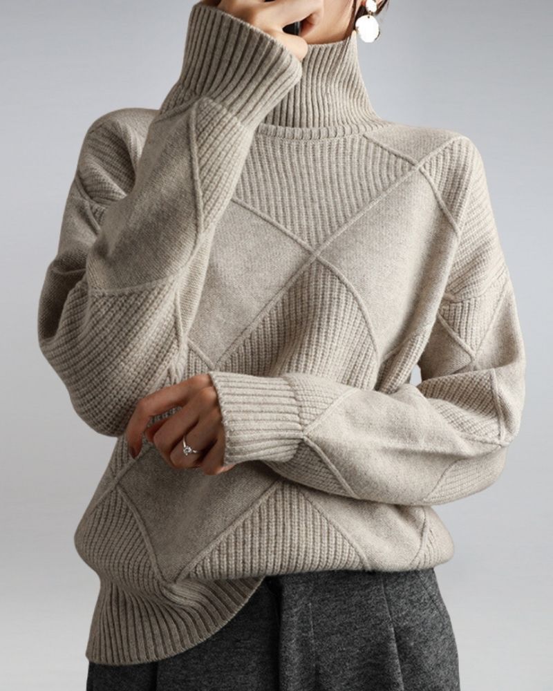 Suéter Feminino de Tricô Elegante com Gola Alta Ana