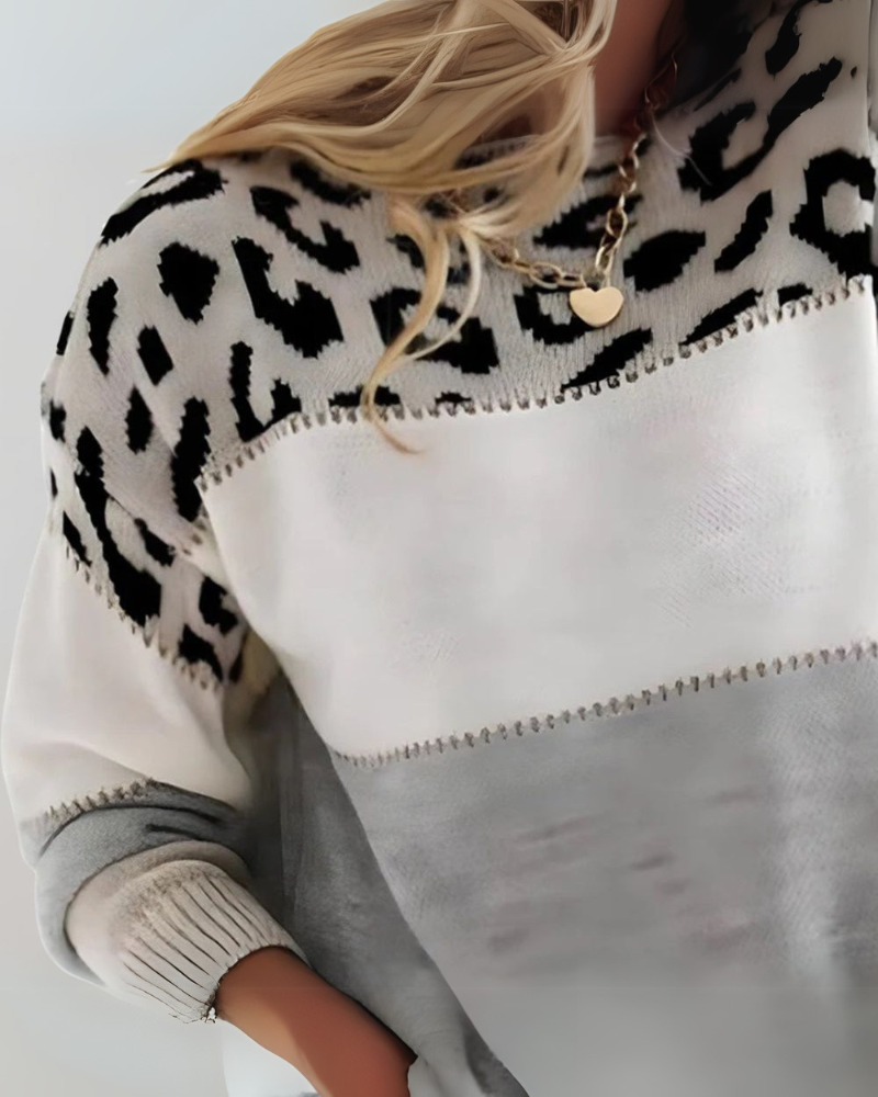 Suéter de Tricô com Estampa Leopardo Helena