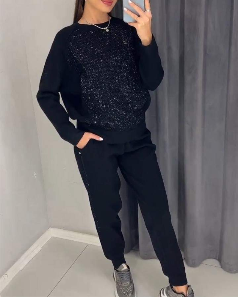 Conjunto Feminino em Malha com Brilho Whitney