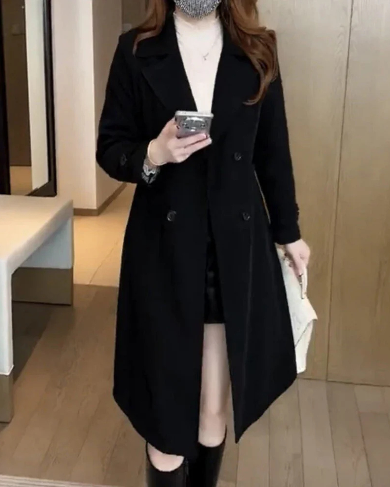 Sobretudo Feminino com Corte Reto e Lapela Elegante Nadia