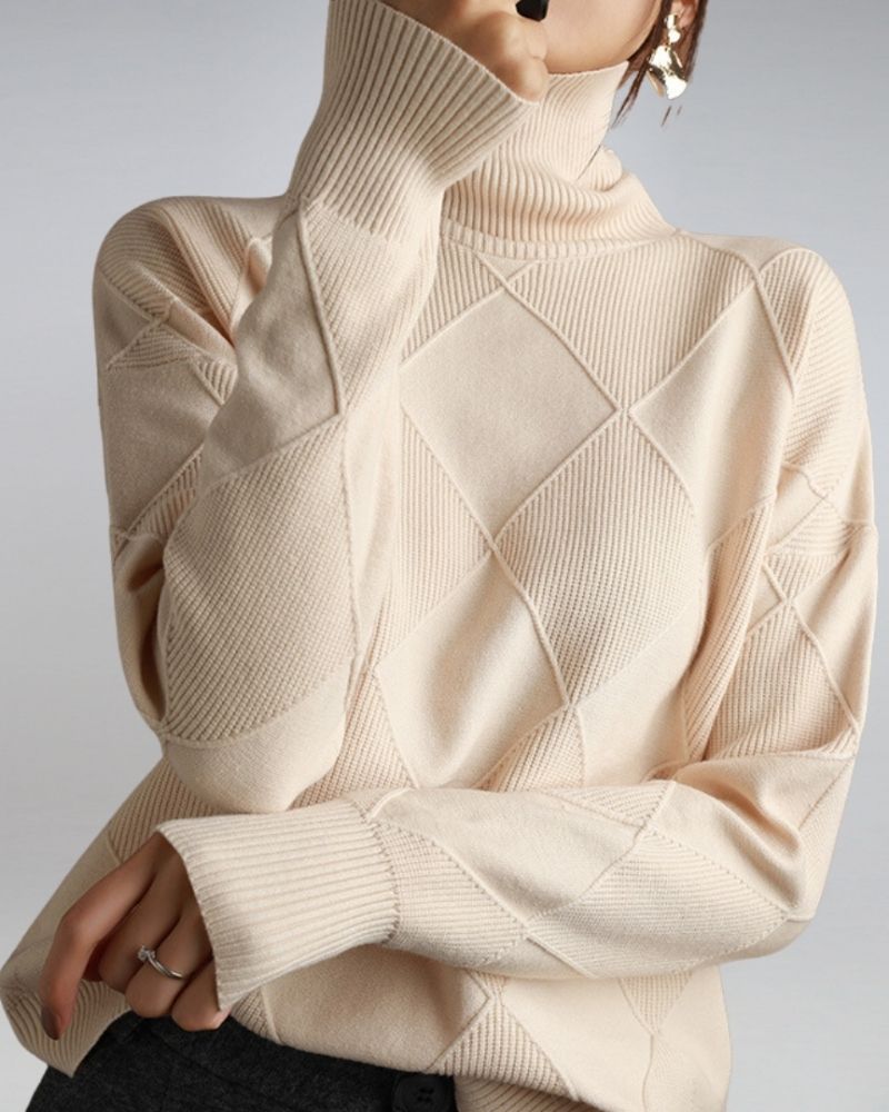 Suéter Feminino de Tricô Elegante com Gola Alta Ana