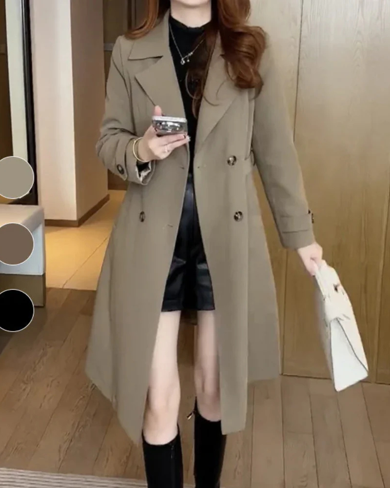Sobretudo Feminino com Corte Reto e Lapela Elegante Nadia