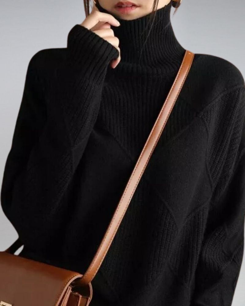 Suéter Feminino de Tricô Elegante com Gola Alta Ana