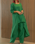 Conjunto Feminino Linho Blusa Longa e Calça Solta Geovana