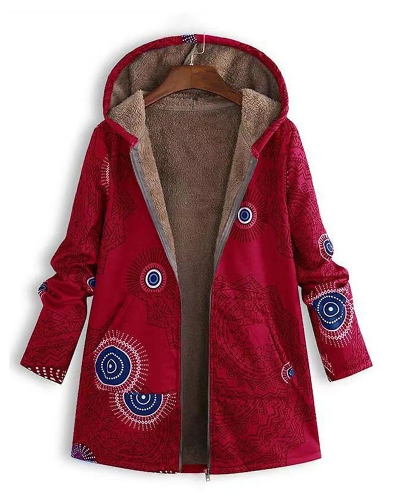 Parka Feminina Estampada com Forro de Pelúcia e Capuz Zoe