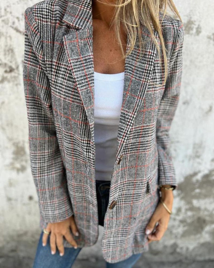 Blazer Feminino Xadrez  Corte Reto Era