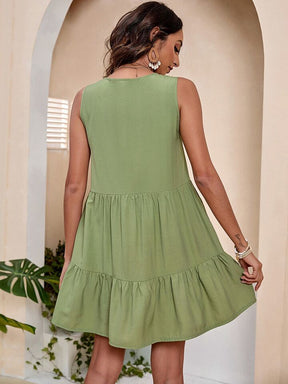 Vestido Verão Sem Mangas Midi Renda