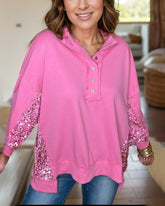 Blusa Oversized Rosa com Paetês Paula
