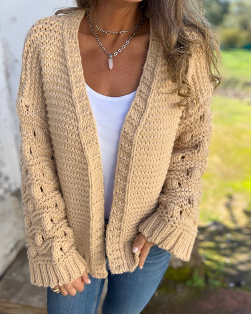 Cardigan Feminino de Tricô Artesanal Carol