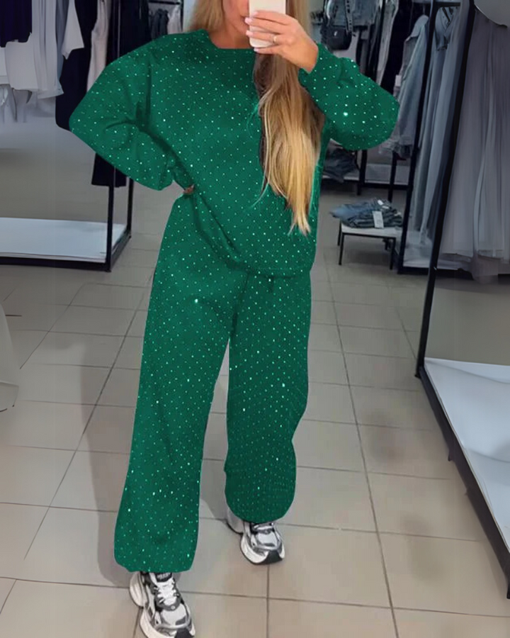 Conjunto Feminino de Moletom Comfy com Brilho Olívia