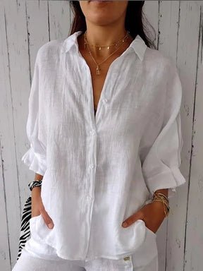 Camisa/Calça com Design Amarrado de Algodão e Linho