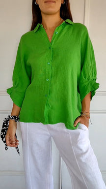 Camisa/Calça com Design Amarrado de Algodão e Linho
