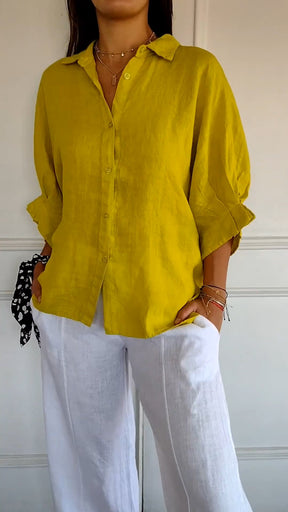 Camisa/Calça com Design Amarrado de Algodão e Linho