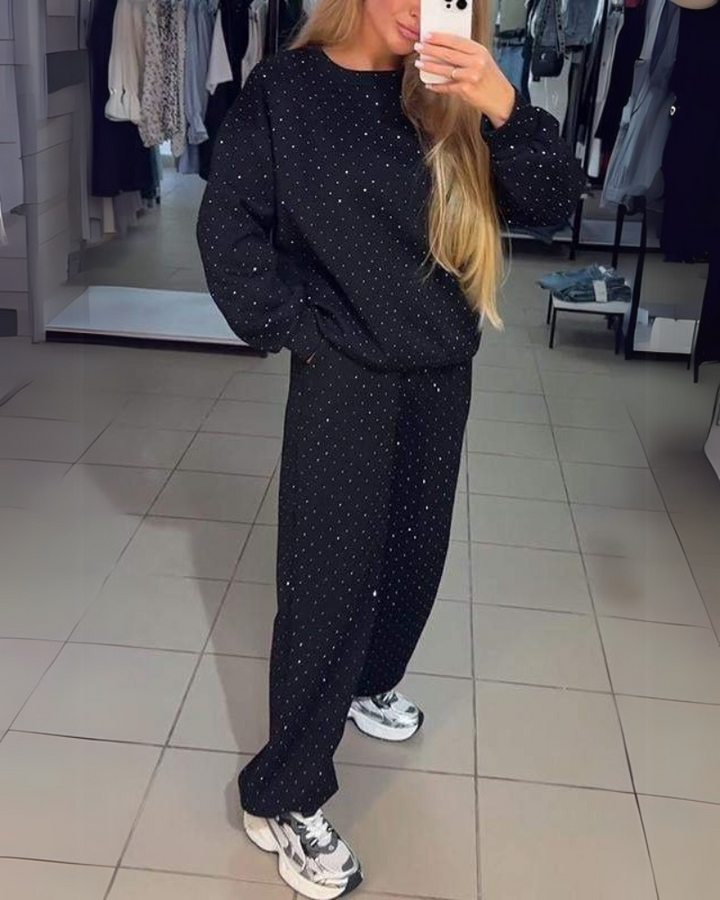 Conjunto Feminino de Moletom Comfy com Brilho Olívia