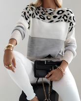 Suéter de Tricô com Estampa Leopardo Helena