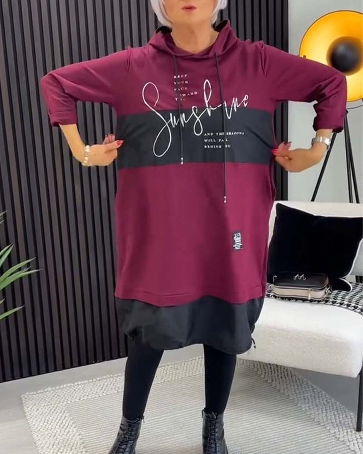 Vestido Feminino Estilo Moletom com Capuz