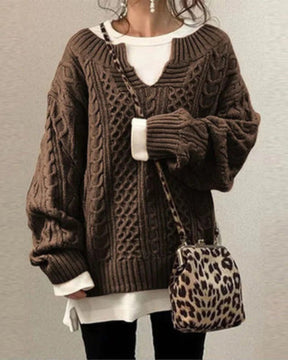 Suéter Feminino de Tricô Oversized Rosa