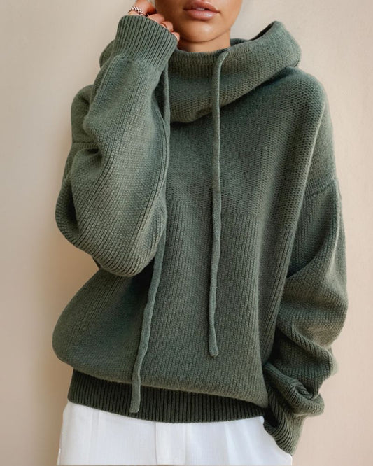 Suéter Feminino Comfy de Tricô com Capuz