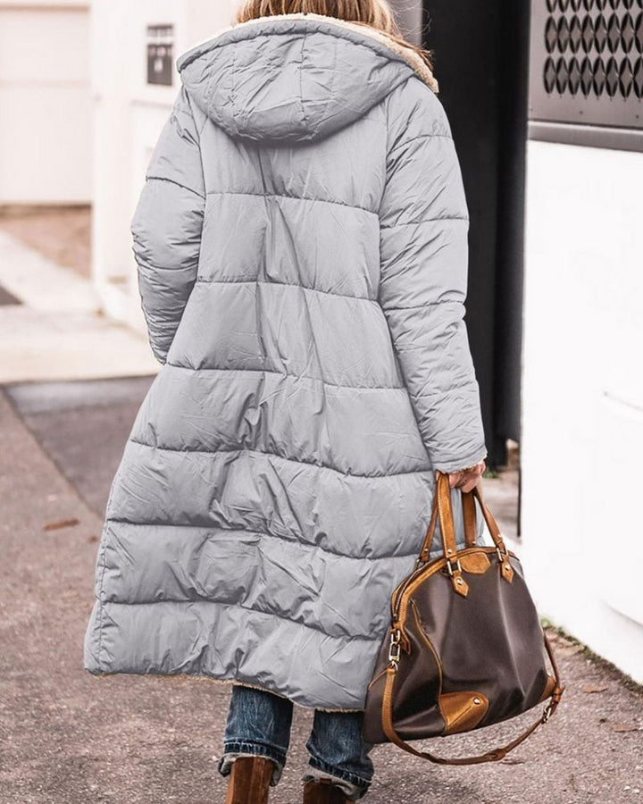 Casaco Feminino Longo com Forro Peluciado e Gola Alta Anne