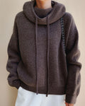 Suéter Feminino Comfy de Tricô com Capuz