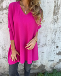 Blusa Feminina Oversized com Decote V em Malha Leve Júlia