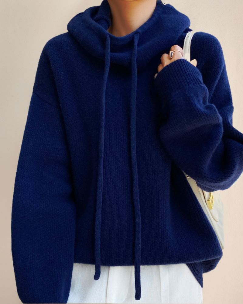 Suéter Feminino Comfy de Tricô com Capuz