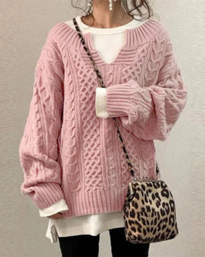 Suéter Feminino de Tricô Oversized Rosa - 3