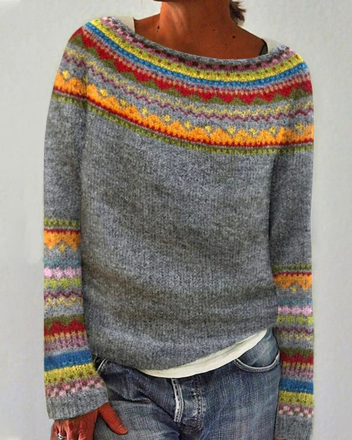 Suéter Feminino de Tricô Estilo Boho Fabíola