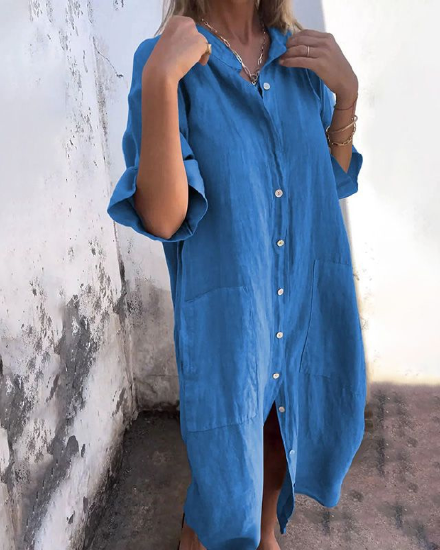 Vestido Feminino Folgado de Botão Talita - 4
