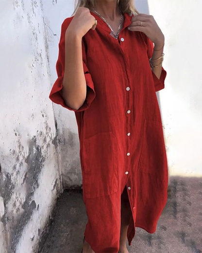 Vestido Feminino Folgado de Botão Talita - 3