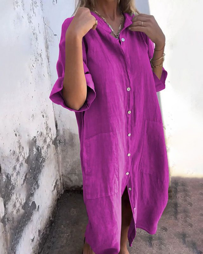 Vestido Feminino Folgado de Botão Talita - 2