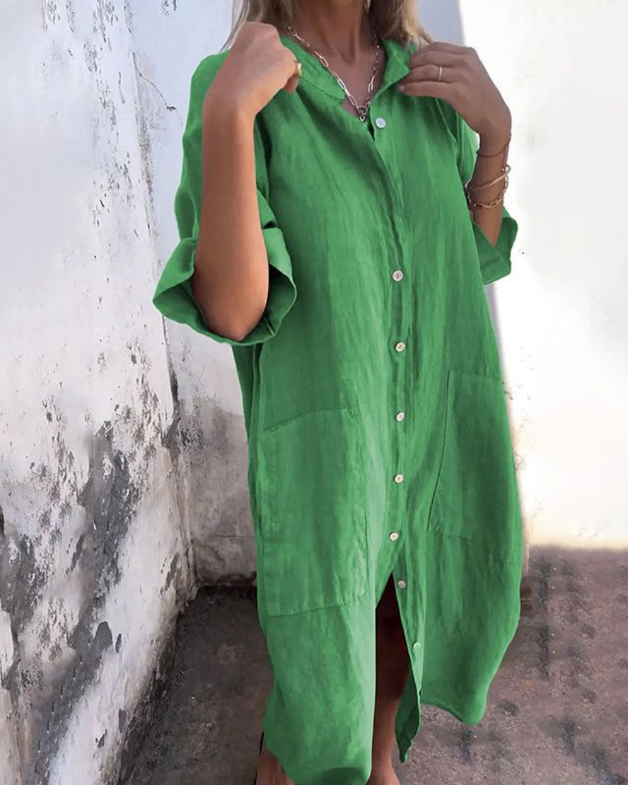 Vestido Feminino Folgado de Botão Talita - 6