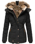 Jaqueta Feminina Puffer com Capuz Forrado em Pelo Liena