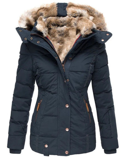 Jaqueta Feminina Puffer com Capuz Forrado em Pelo Liena - 5