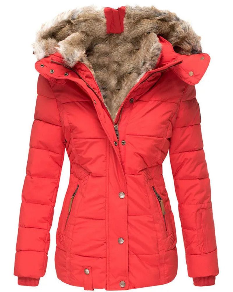 Jaqueta Feminina Puffer com Capuz Forrado em Pelo Liena - 6