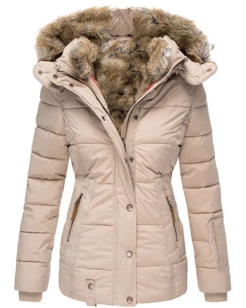 Jaqueta Feminina Puffer com Capuz Forrado em Pelo Liena - 8