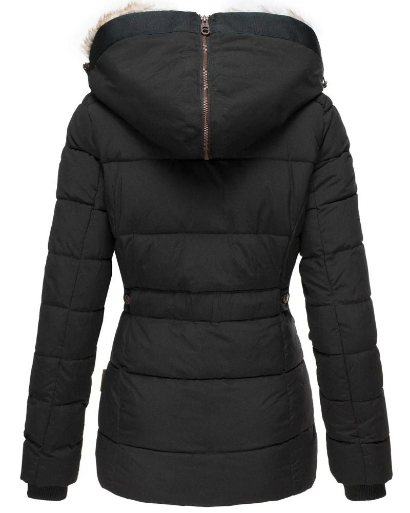 Jaqueta Feminina Puffer com Capuz Forrado em Pelo Liena - 3