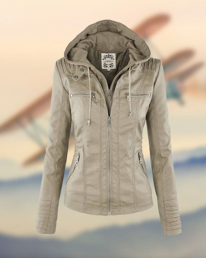 Jaqueta Feminina Estilo Biker com Capuz Raquel