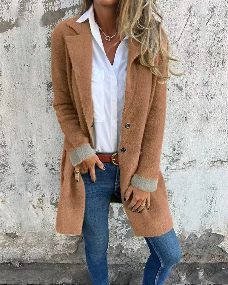 Casaco Feminino de Lã Bouclê com Lapela e Botões Talita - 6