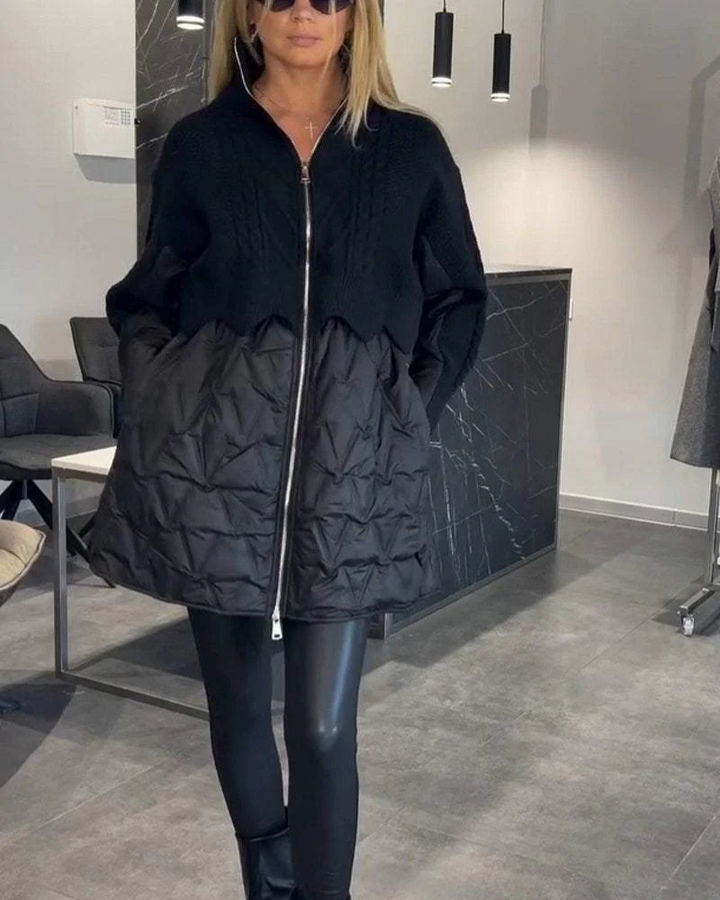 Casaco Puffer Feminino com Tricô e Acolchoado Sara