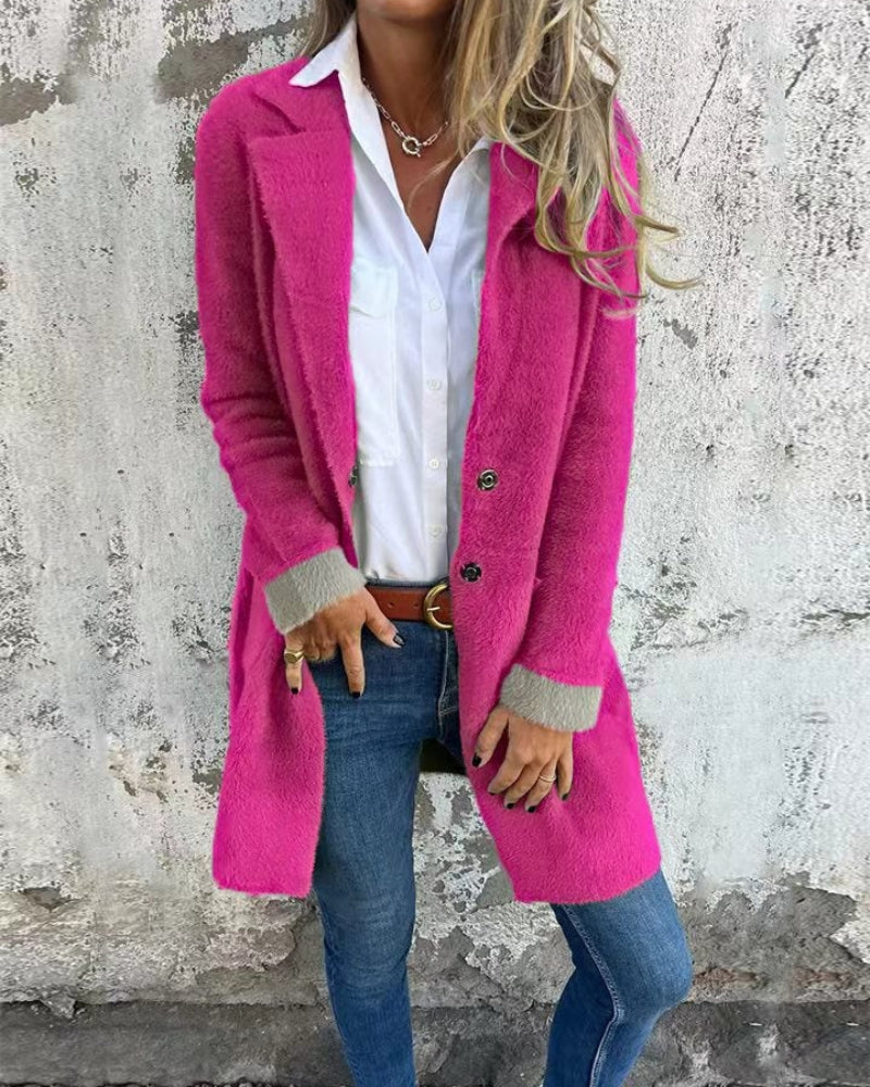 Casaco Feminino de Lã Bouclê com Lapela e Botões Talita - 4
