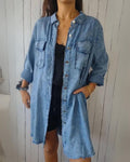 Camisa Jeans Oversized Feminina com Bolsos Frontais Elisa