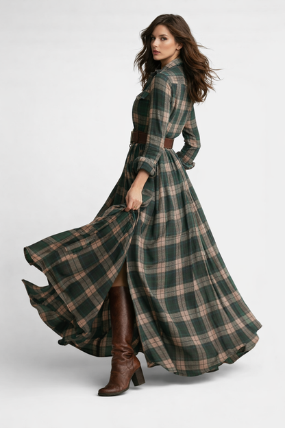 Vestido Longo Xadrez Hellen - 3