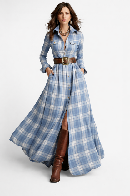 Vestido Longo Xadrez Hellen - 7
