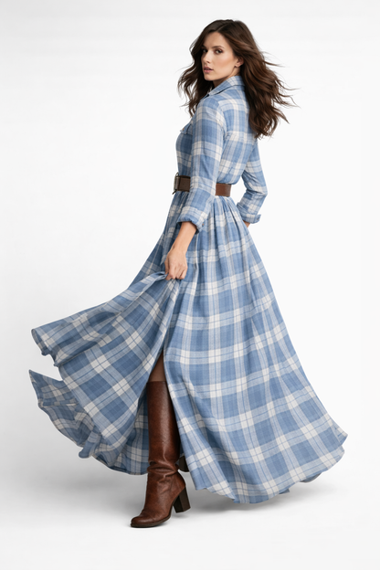 Vestido Longo Xadrez Hellen - 4