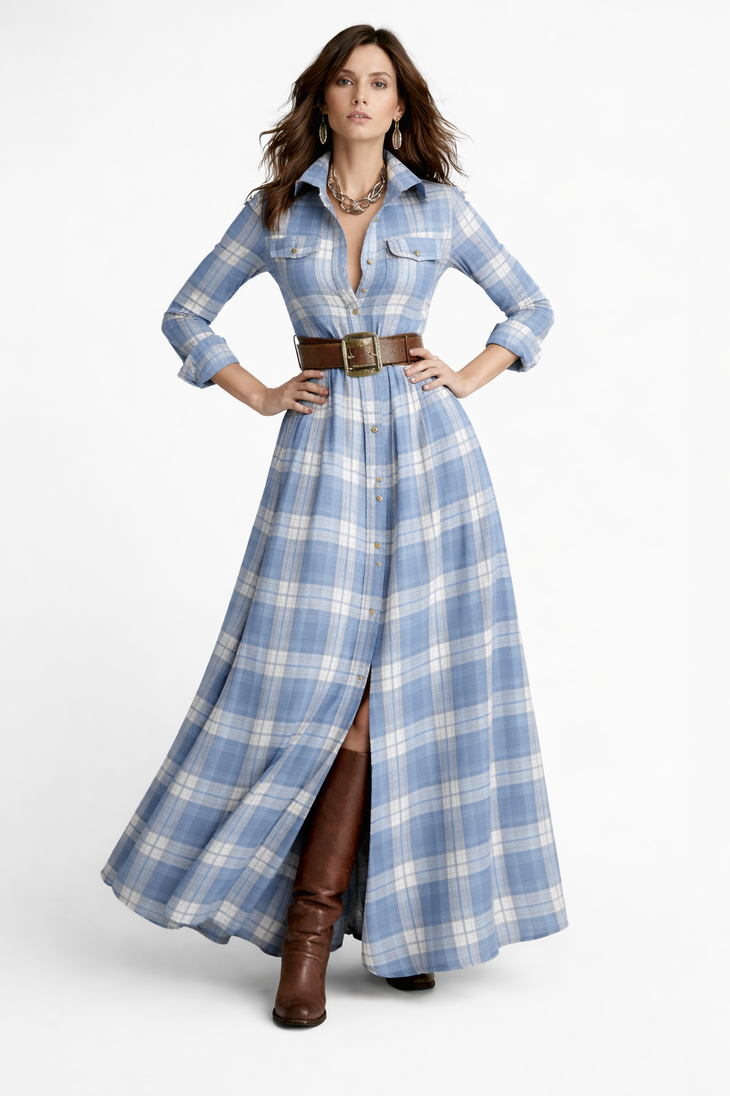 Vestido Longo Xadrez Hellen - 2